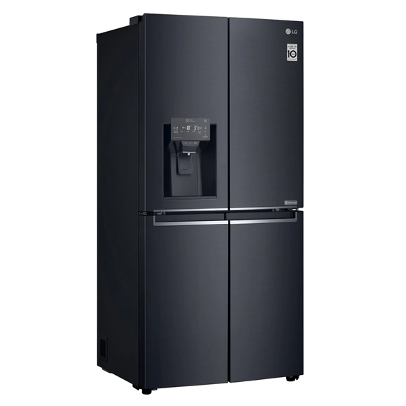 slim black refrigerator